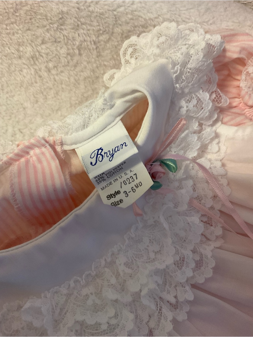 Vintage Bryan Baby Girl Pink Ruffle Dress 3-6 months - Picture 7 of 7